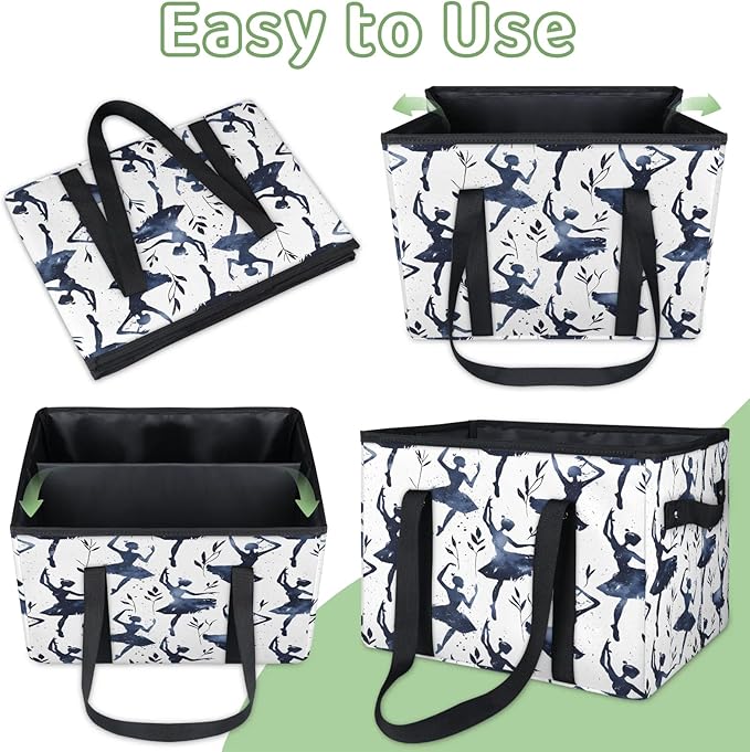 Reusable Grocery Bag, Foldable Large Shopping Tote Bag for Groceries Kitchen Picnic Car Trunk