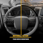 Cat® BigDrive Faux Gray/Black Leather Semi Truck Steering Wheel Cover, Fits RV and Big Rig Trucker, Steering Wheel Cover for Trucks 18 Wheeler - X-Large 17.5" - 18" Inches