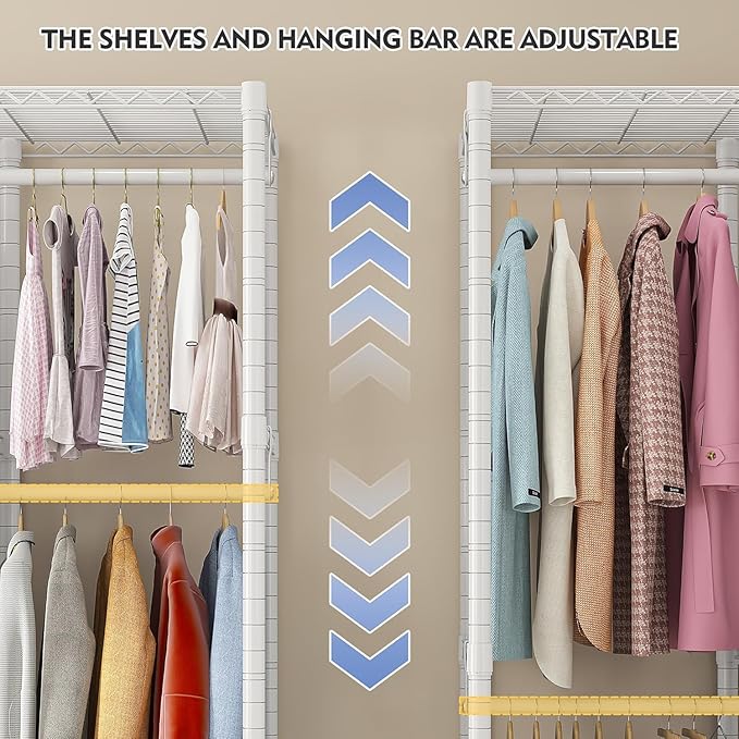 Raybee Clothes Rack with Cover,1100 LBS,Clothing Racks for Hanging Clothes Heavy Duty,Portable Closet with Shelves,Adjustable