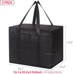 Set of 2 Large Insulated Reusable Grocery Bags with Sturdy Zipper and Handles, Foldable Washable Heavy Duty Cooler Totes for Hot or Cold Food Delivery, Groceries, Travel, Shopping