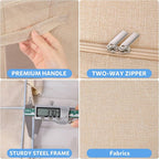 CYhom Clothes Storage Bins Box - Linen Fabric Foldable Stackable Container Organizer Set with Clear Window & Carry Handles & 