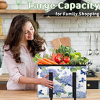 Reusable Grocery Bags Heavy Duty Shopping Bags Foldable Large Tote Bags with Long Handles & Hard Bottom