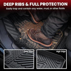LASFIT Floor Mats for Rivian R1T 2025 2026, All Weather Floor Liner TPE Custom Fit Car Mats for Rivian R1T 1st & 2nd Row Rubber Mats, Black,Tasteless, Durable and Easy to Clean