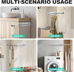 2 Pack Valet Rod for Closet Retractable, 13.4"-23.2" Pull Out Clothes Hanger Rail, Heavy Duty Alloy Steel Side Mount Wardrobe