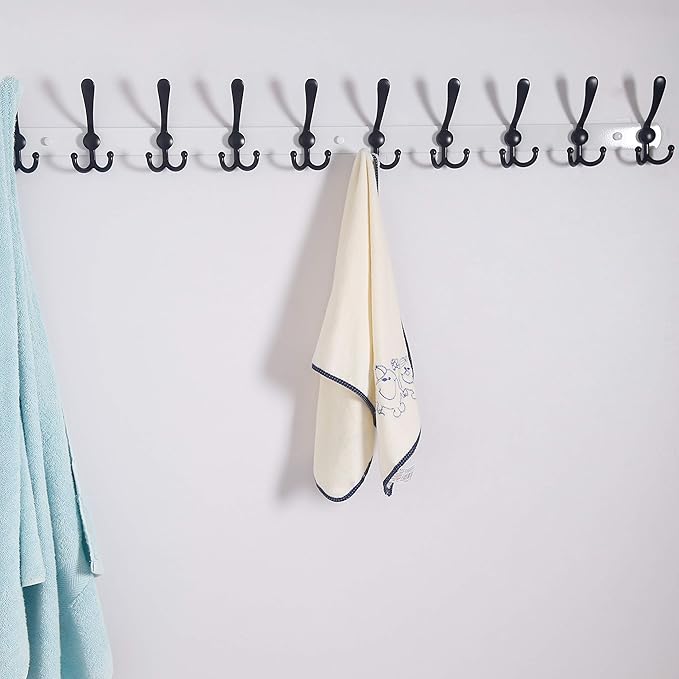 Dseap Coat Rack Wall Mount - 38” Long 10-Tri-Hooks Heavy Duty Coat Hanger Rail Wall Hooks for Hanging Coats Hats Clothing Clo