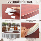 24" Walnut Wood Lazy Susan for Table Top, Large Turntable Rotating Serving Tray for Counter Top Solid Wooden Round Lazy Susan