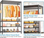 Ulif H4 Plus Portable Closets, 4-Tier Clothes Garment Rack for Bedroom and Cloakroom, Metal Clothing Storage and Organizer Wa
