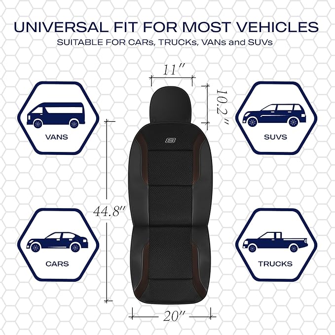 Skechers Memory Foam Car Seat Covers, Air Cool Mesh Thick Seat Covers,Car Seat Covers Front Seats Airbag Compatible, Automoti