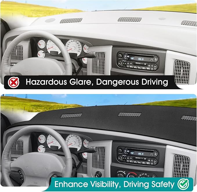 FIILINES Dash Cover for Dodge Ram 1500 2002-2005, Dodge Ram 2500 3500 2003-2005, Dashboard Mat Accessories Dash Cover Sunshad