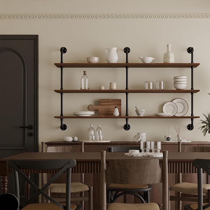 Floating Shelves for Wall Bookshelf Industrial Pipe Shelving Shelves Natural Wood Planks 60 inch Rustic Wall Shelves Hanging 