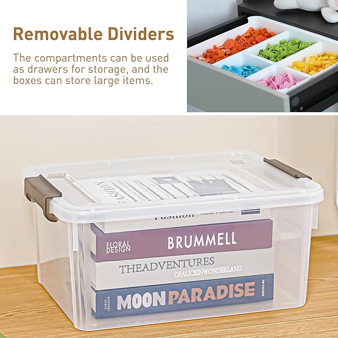 Citylife 17 QT Plastic Storage Box with Removable Tray Craft Organizers and Storage Clear Storage Container for Organizing Be