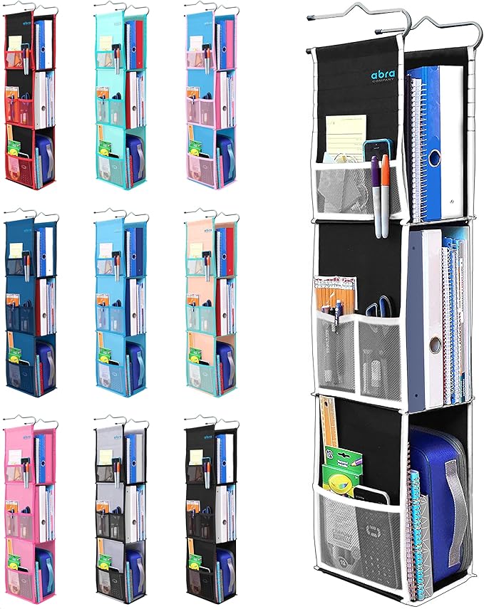 ABRA® 3 Shelf Hanging Locker Organizer for School, Work, Gym | Deep Shelves 6.5”x 9”| Eco-Friendly Fabric Healthy for Childre