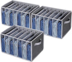 Zilink Upgraded Wardrobe Clothes Organizer with Support Board Clear Jean Organizer for Closet with 7 Grids Pants Organizer fo
