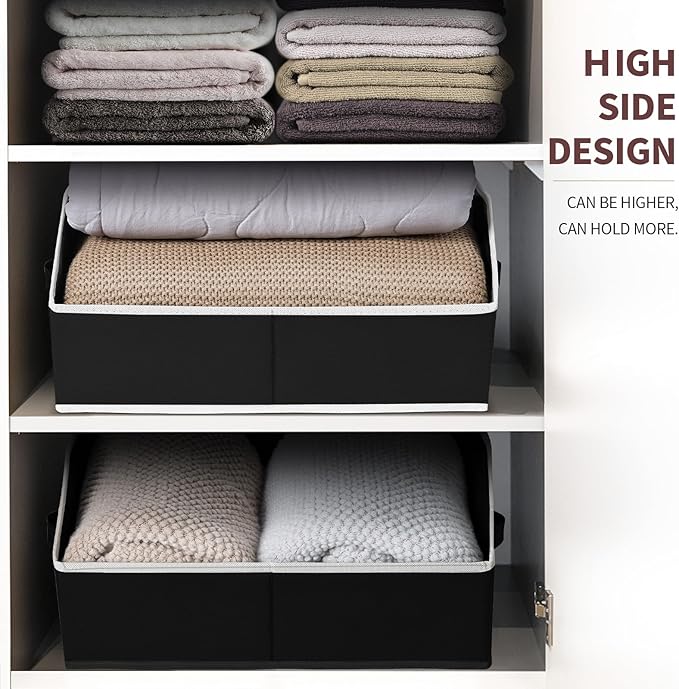 Homsorout Storage Baskets for Shelves - Trapezoid Cube Storage Organizer Bins, Decorative Storage Baskets with Handles, Large