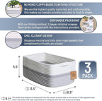 NaturalCozy 13.5”x8.5”x5.5” Storage Baskets for Shelves 3 Pack | Cotton Rope Woven Small Baskets for Organizing | Small Stora