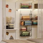 Jautokerdar 4 Tier Hanging Closet Organizer with Dividers,Extra Large Storage Hanging Shelf with 5 S Hooks 4 Dividers,Hang on