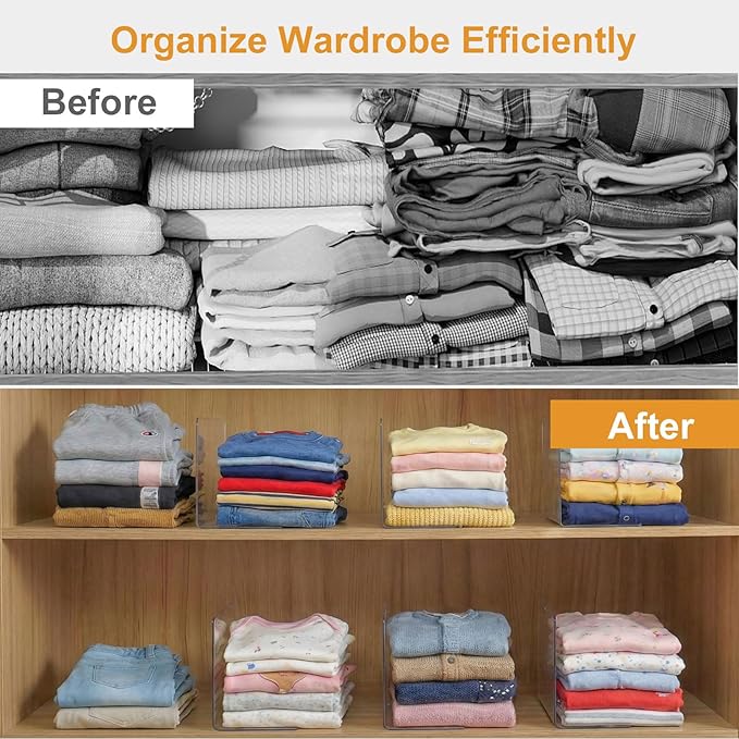 SortNStore Shelf Dividers for Closet Organization: 6" Tall x 10" Deep, Deeper Adhesive Separators Features Acrylic Material a