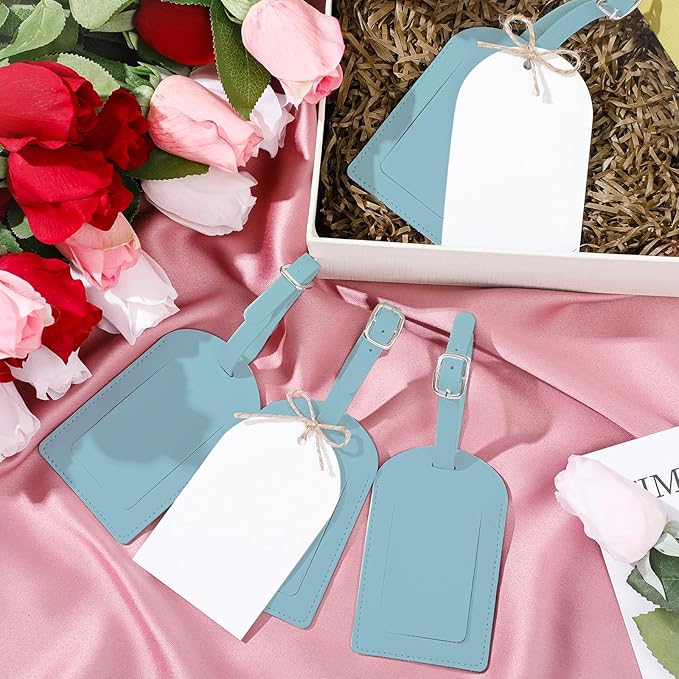 Amylove 48 Sets Leather Luggage Tags Bulk Wedding Favors Luggage Tags for Guests Bridal Gifts Wedding Bridal Shower Gift PU L