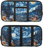 Town Print Car Sun Visor Storage Bag Pocket Organizer Car Storage Pouch Holder with Multi-Pocket Net Zipper Auto Interior Accessories