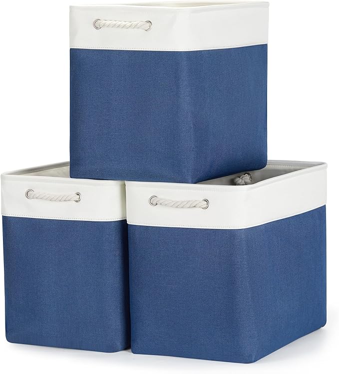 Bidtakay Extra Large Storage Baskets for Shelves 3 Pack Fabric Storage Bins for Organizing Linen Collapsible Organizer for Cl