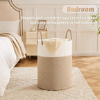 Artfeel Laundry Basket,Woven Cotton Rope Laundry Hamper,60L for Decor Storage of Dirty Clothes,Toys and Blankets in Bathroom,