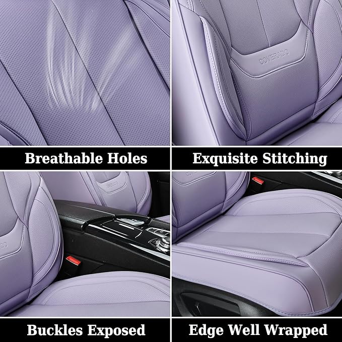Coverado Universal Seat Covers Full Set, 5 Seats Universal Seat Covers for Cars, Waterproof NAPPA Leather Car Seat Covers wit