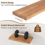 Floating Shelves for Wall Decor, 8" Deep Rustic Solid Elm Wood Floating Shelves Wall Mounted, Wall Shelves with Invisible Bra