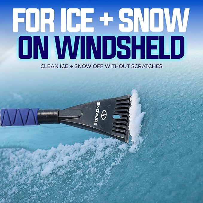 Snow Joe 2 Pack 27" Multi-Purpose Ice Scraper and Extendable Snow Brush for Cars with Foam Grip and 360-Degree Pivoting Brush Head, SJEG-SB27X2