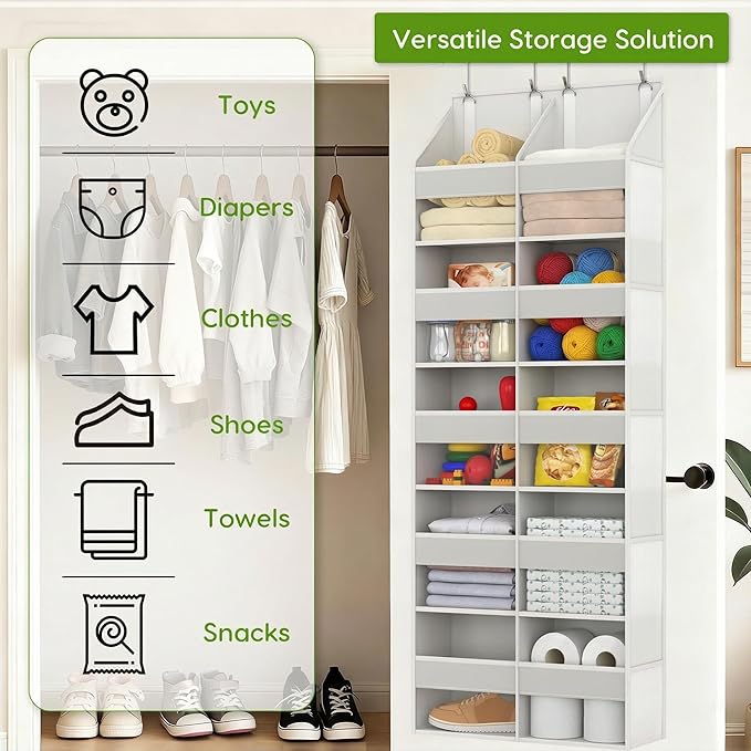 Unjumbly 5 Tiers Over The Door Hanging Yarn Storage Organizer, Large Capacity Behind the Door Storage, Hanging Door Organizer
