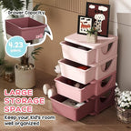 Qaba 4 Tier Kids Storage Unit, Toy Organizers and Storage with 4 Drawer Chest for Kids Bedroom Nursery Kindergarten Living Ro