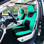 FH Group Full Set Cloth Car Seat Covers , Universal Fit combo, Low Back Front Seat Covers, Airbag Compatible, Split Bench Rear Seat, Washable Seat Cover for SUV,Sedan,Van, Mint
