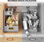 2 Pack 21IN-Depth Under Sink Organizer,Pull Out Cabinet Organizer With Smooth Cylindrical Rail,Metal Slide Out Drawer for Kit