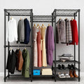 KAXIWEI Portable Closet Wardrobe – Heavy-Duty Freestanding Clothes Rack with 4 Hanging Rods & 8 Shelves, Adjustable Clothing 