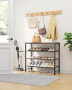 Kitsure Shoe Rack for Closet, Rustic Brown Shoe Organizer with Leveling Feet, Sturdy & Rust-Proof Shoe Storage for Entryway, 