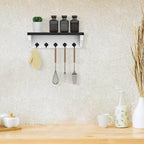 Nekon Key Holder for Wall, 11.8" W x 3.5" H x 2.8" D Decorative Key Organizer with Floating Shelf, Wall Mount Key Rack with 5