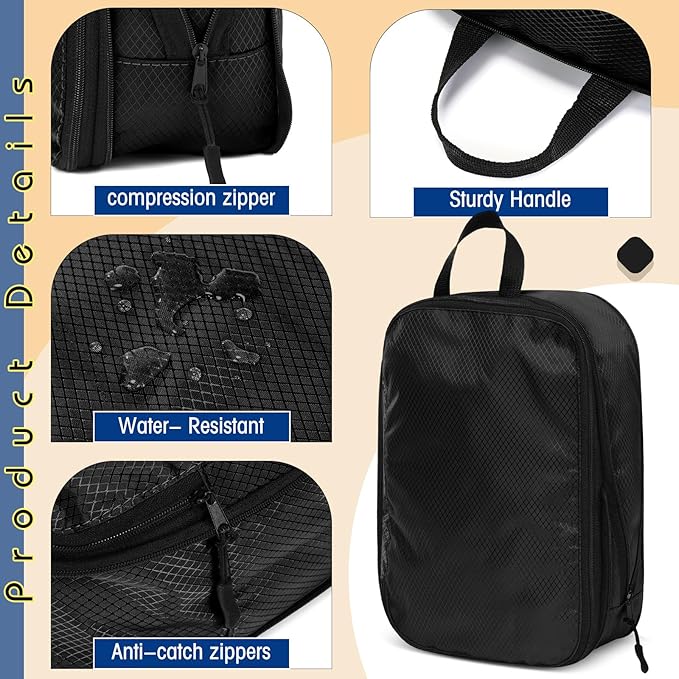 5 Pack Compression Packing Cubes for Travel Space Saving Cubes Luggage Organizer for Suitcase(Black,L)