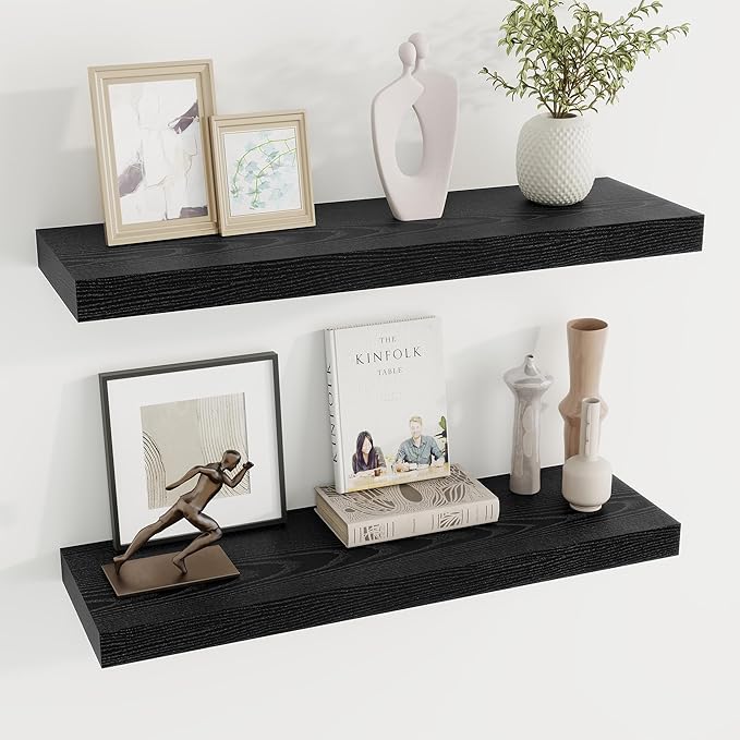 Dreamland 30 Inch Long Floating Shelves in White,8 Inch Deep Floating Shelf for Wall,Large Display & Storage Shelf, Wall Shel