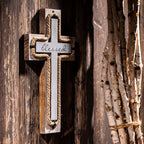 OKSQW Wall Wooden Cross with Wooden Base Christians Crosses Spiritual Religious Cross Christmas Wall Hanging Handmade Wood He