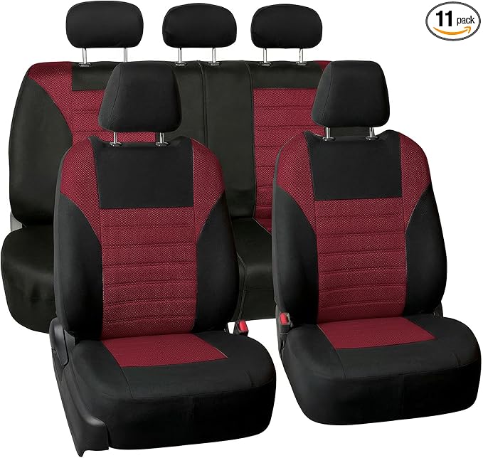 FH Group Automotive Car Seat Covers Full Set Premium 3D Air Mesh Front Seat Covers, Airbag Compatible & Split Bench Cover Uni