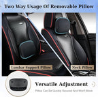 Coverado Car Seat Covers Full Set, Black Redline Seat Covers for Cars, Waterproof Nappa Leather Automotive Seat Covers with L