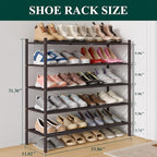 Smiry Long Bamboo Shoe Rack 5-Tier, Stackable Wooden Shoe Organizer for Entryway & Closet, Free Standing Wood Shoe Storage Sh