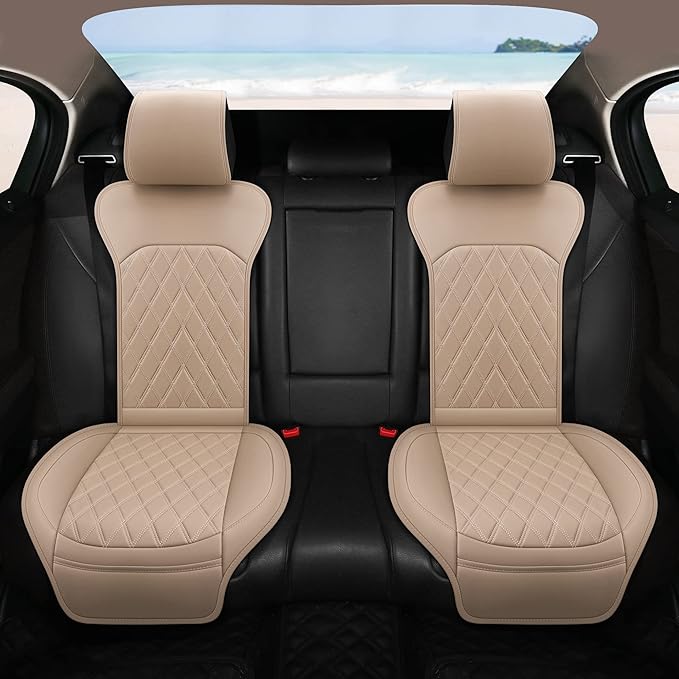Sanwom Universal Front Leather Car Seat Covers 2 Pcs Luxury Seat Covers, Anti-Slip Waterproof Auto Driver Cushions Fit SUV Pi