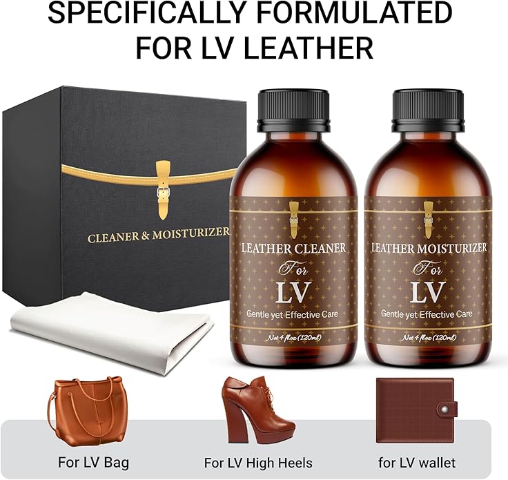 Leather Cleaner & Moisturizer Set for Louis Vuitton, Shine Your Louis Vuitton and Smell New, Gently Soften and Rejuvenate Vac