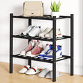 Smiry Shoe Rack, 3 Tier Small Bamboo Shoe Organizer, Stackable Free Standing Wooden Shoe Storage Shelf for Closet, Entryway, 