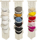 jontell Cap Holder-3 Pack-Hat Organizer for 30 Baseball Caps, Macrame Hat Rack for Wall, Cap Rack for Decoration and Display,