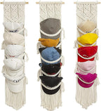 jontell Cap Holder-3 Pack-Hat Organizer for 30 Baseball Caps, Macrame Hat Rack for Wall, Cap Rack for Decoration and Display,