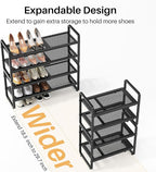 SNTD Shoe Rack - Expandable Shoe Organizer for Closet, Adjustable Metal Shoe Shelf Storage, Stackable Long Shoe Stand Holder 