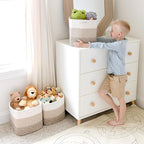 NaturalCozy Storage Cubes 11 Inch Cotton Rope Woven Baskets for Organizing, 3-Pack | Cube Storage Bin | Square Storage Basket