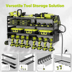 POKIPO Large Power Tool Organizer Wall Mount with Charging Station,4 Layer Heavy Duty Metal Tool Storage Rack Loads 600lbs wi