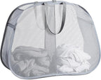 Seiritex Mesh Popup Laundry Hamper 2 Compartment, Collapsible Laundry Sorter Basket Foldable Hamper for Clothes, College Dorm